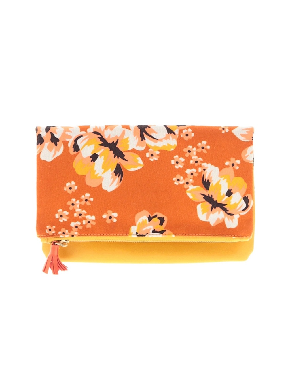 RACHEL Pally Floral Fold-Over Clutch in Orange and Yellow